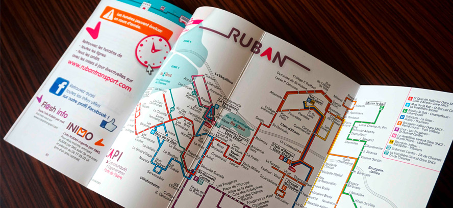 Dépliant horaires, guide bus, plan réseau, Ruban, illustration vectoriel,